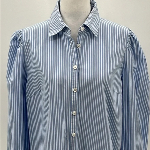 Jill Stuart Striped Puff Sleeve Button Front Blouse - Size 12 - Picture 4 of 8